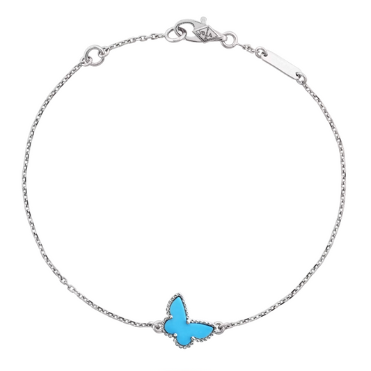 Bernstein Schmetterling Armband - Silber