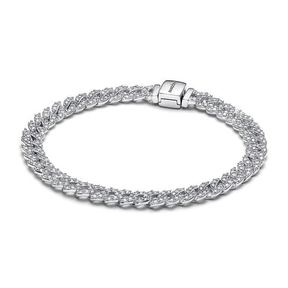Silbernes zeitloses Pavé-Kettenarmband Ayra
