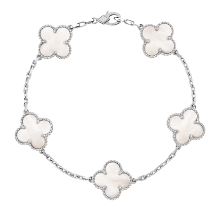 Bernsteinarmband - Silber / Weiß