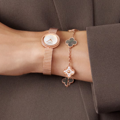 Bernsteinarmband - Roségold / Schwarzer Diamant