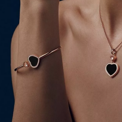 Herz Armband - Roségold Schwarz