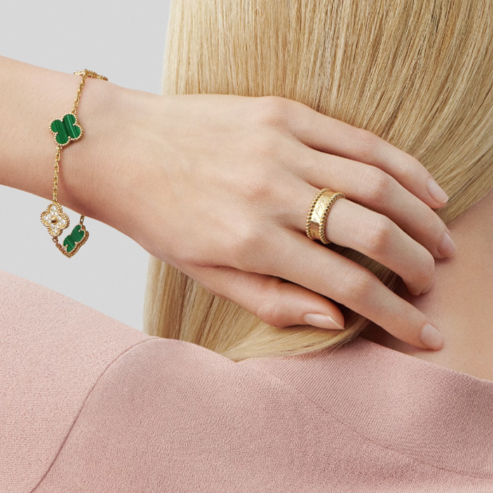 Bernsteinarmband - Gold / Grüner Diamant