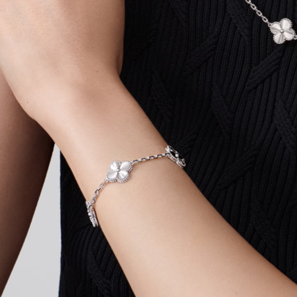 Bernsteinarmband - Silber / Muster