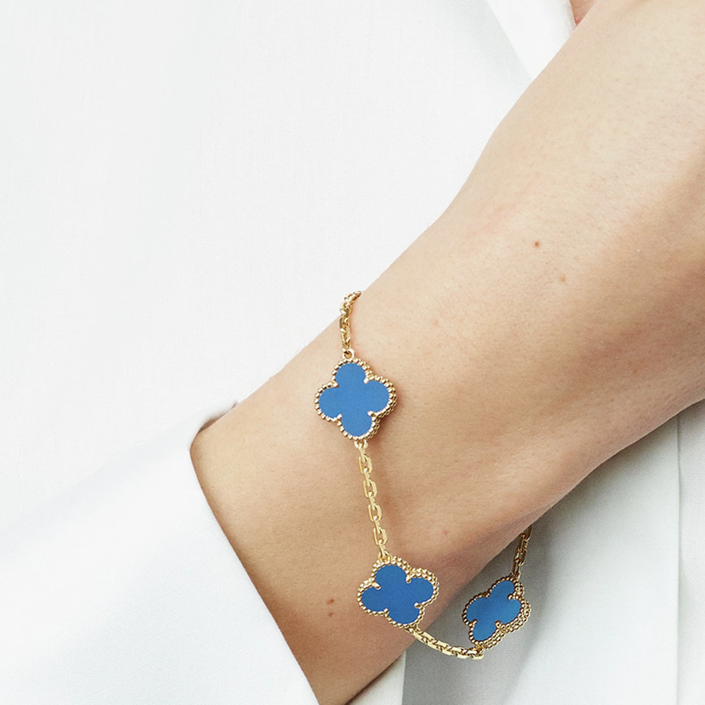 Bernsteinarmband - Gold / Blau